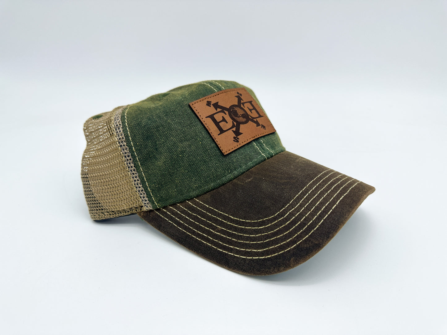 Shop Waxed Cotton Hat (Green/Brown)