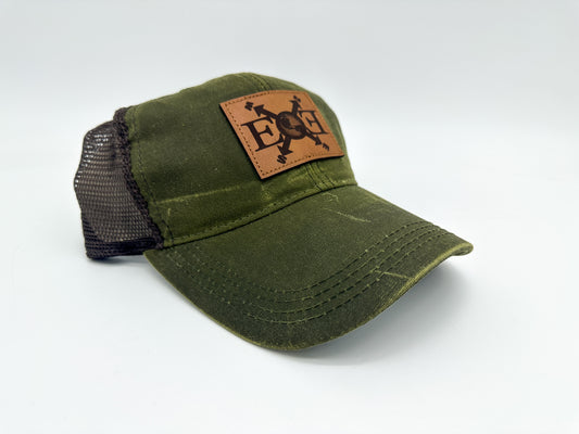 Waxed Cotton Hat (Dark Olive)